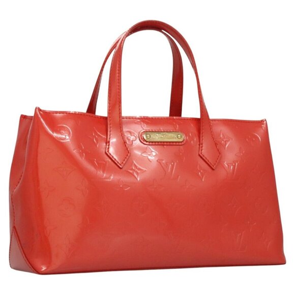 LOUIS VUITTON Monogram Vernis Wilshire PM Hand Bag Orenge LV Auth - Picture 1 of 16
